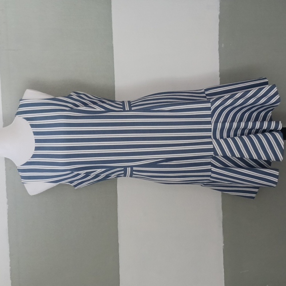 Banana Republic cute denim blue, white & black striped dress.